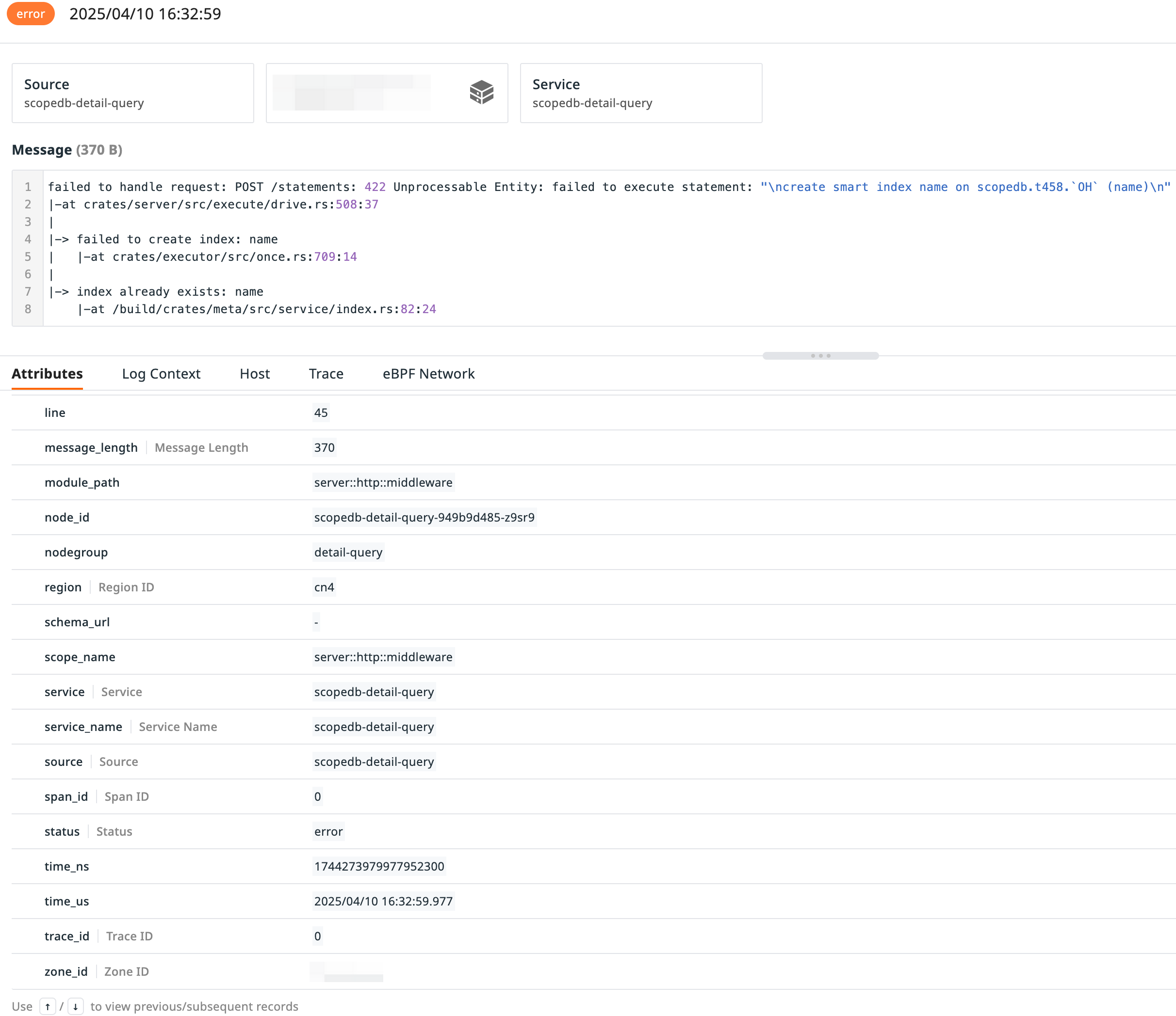 Logs Details Example